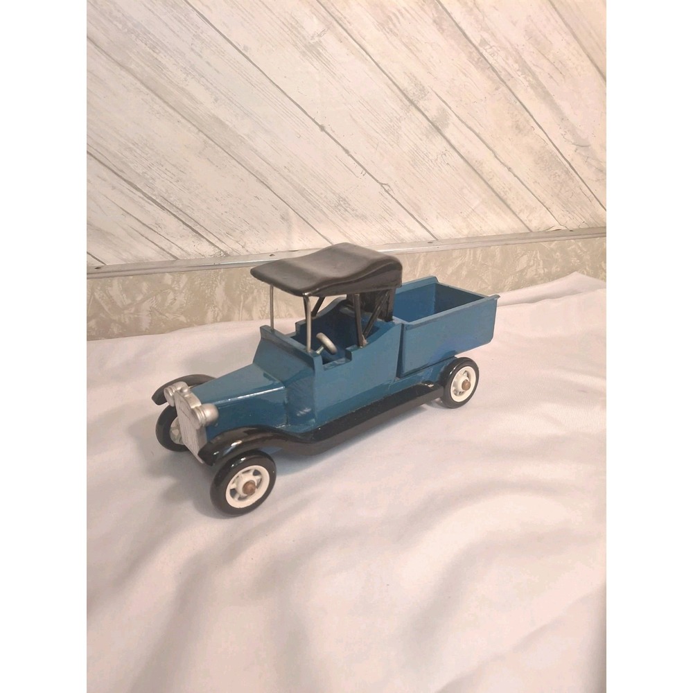 PBC International Wooden Model Truck Toy Model Painted Blue Black Vintage NICE